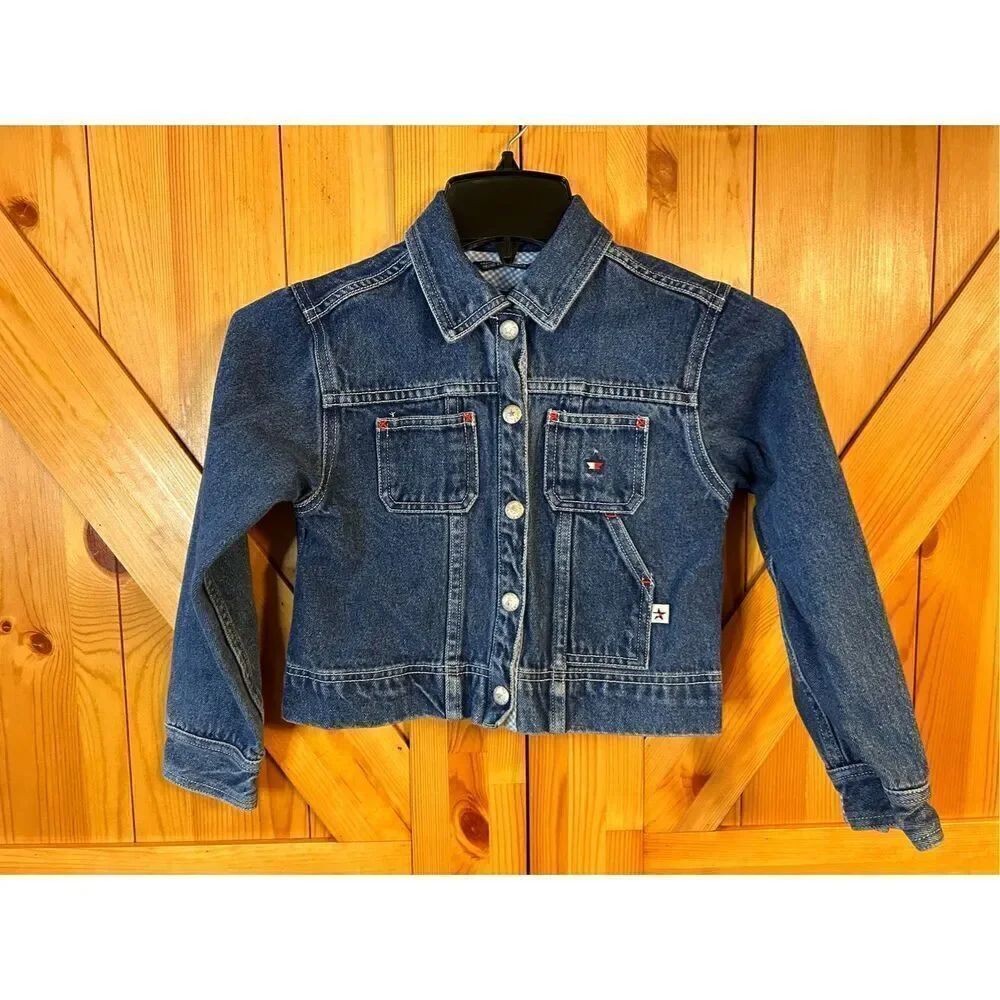Tommy Hilfiger Denim Jean Jacket Girls Size 6X Snap Up Cotton Blue (4114)